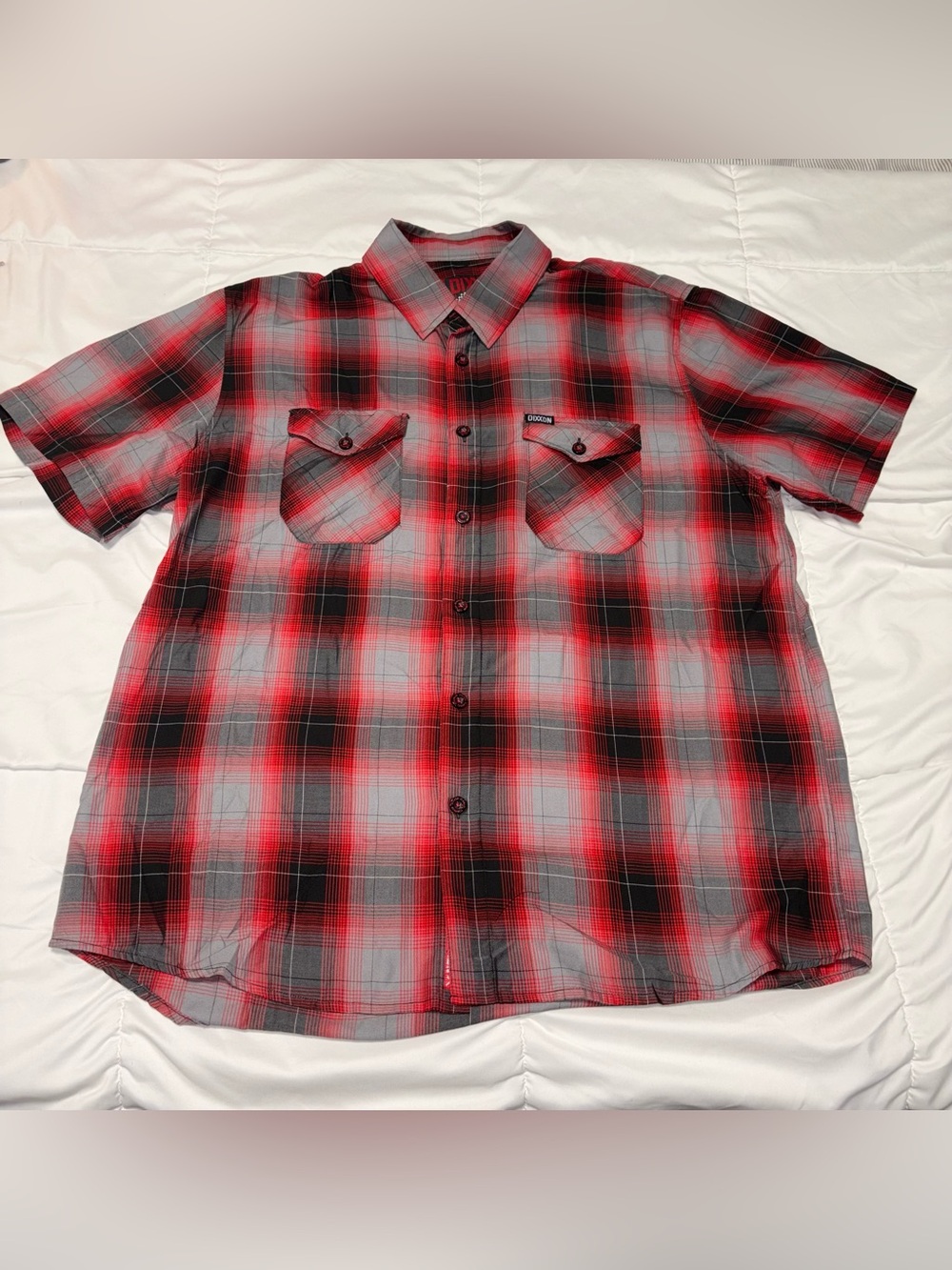 Dixxon Bamboo The Anderson Size XL Plaid Red Gray men’s short sleeve